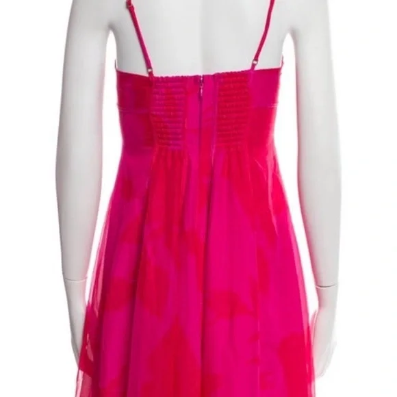 NEW AJE Sway Paneled Red & Pink Fluorescent Rose Spaghetti Strap Midi Dress - Picture 9 of 13